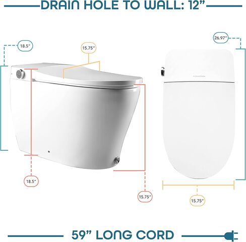 BidetMate 6000 Series Intelligent Bidet Japanese Toilet Combination – Hands-Free Open/Close toilet and bidet – Instant Heated Water, Dryer, & Seat – Quick Drying Cyclone-Dri, Auto Flush, Night Light in Kuwait