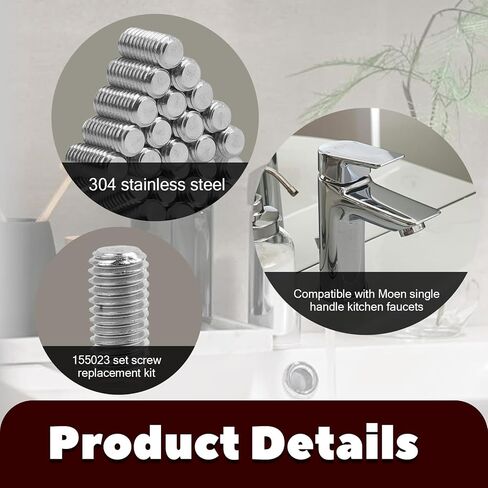 20pcs 155023 Replacement Screw Kit for Moen Faucets, Stainless Steel 155023 Screw Kit with Hex Wrench for Home Kitchen Bathroom Faucet Handle Repairs in Saudi Arabia