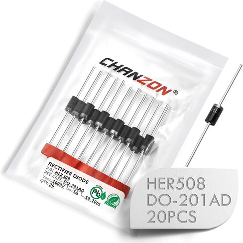 (حزمة من 20 قطعة) Chanzon HER508 عالية الكفاءة مقوم ديود 5A 1000V 50-70NS DO-201AD (DO-27) محوري 5 أمبير 1000 فولت الثنائيات الإلكترونية in Kuwait