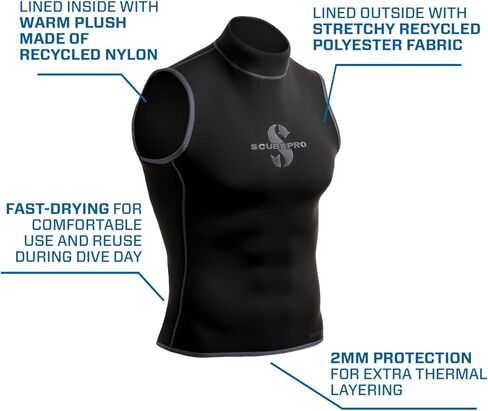 SCUBAPRO Sport Hoodless Scuba Diving Vest, 2.0 MM, Limestone-Based Pure Neoprene, Unisex, XL in Saudi Arabia