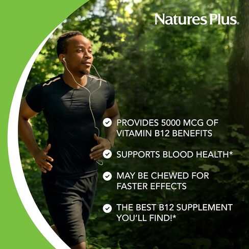 NaturesPlus Shot-O-B12 5000 ميكروجرام - 30 قرصًا مستدام الإصدار، عبوة من 2 - تدعم إنتاج الطاقة والمزاج - نباتي، خالي من الغلوتين - 60 وجبة إجمالية in Saudi Arabia