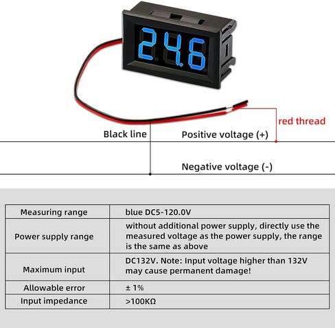 6pcs 2 Wire Green DC 4.5-30V 0.56 "LED Digital Display Meter Mini Dc Digital Voltmeter in Saudi Arabia