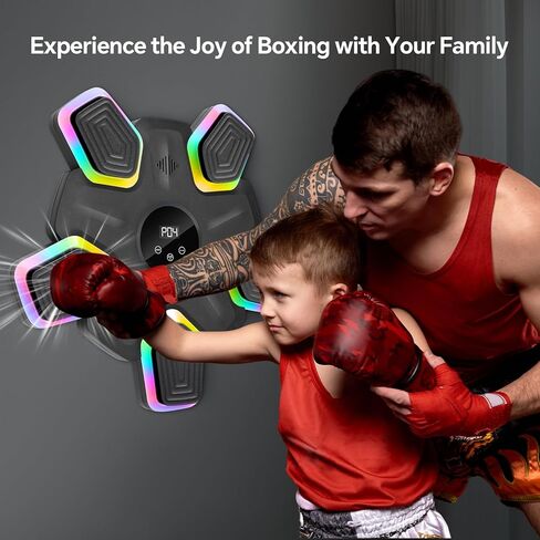 آلة الملاكمة للموسيقى - مدرب ملاكمة ذكي بلوتوث مع 8 أضواء تدريب RGB ، موسيقى ملاكمة مثبتة على الحائط مع قفازات الوالدين والطفل ، للمنزل ، المكتب ، الصالة الرياضية in Kuwait