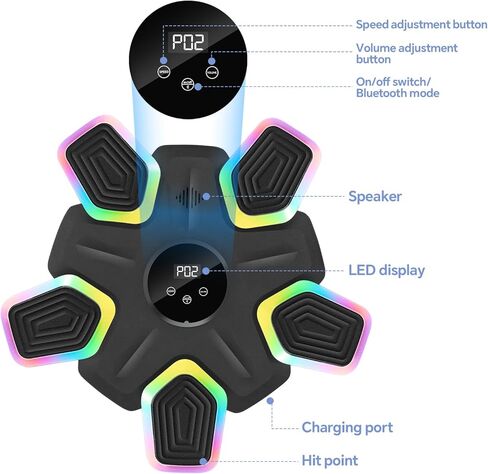 آلة الملاكمة للموسيقى - مدرب ملاكمة ذكي بلوتوث مع 8 أضواء تدريب RGB ، موسيقى ملاكمة مثبتة على الحائط مع قفازات الوالدين والطفل ، للمنزل ، المكتب ، الصالة الرياضية in Kuwait