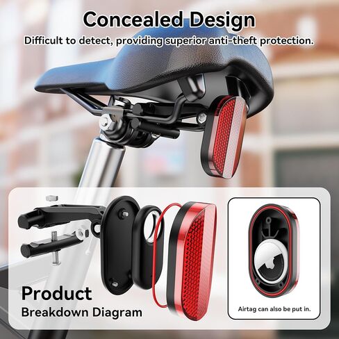 2025 New Upgraded Bike Mount Holder Compatible with Samsung Smart Tag 2 & Air Tag & Moto Tag, Hidden Bicycle Seat Mount, Bike Reflectors with Anti-Theft Security Screws, Waterproof GPS Tracker Case in Saudi Arabia