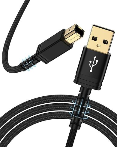 كابل طابعة USB 6 قدم ، USB 2.0 Type A Male to B Male Cable Scalner Coll for HP ، Canon ، Brother ، Dell ، Epson ، Lexmark ، Xerox to Computer/Lampy/PC ، USB 2.0 MIDI Cable للوحة المفاتيح ، البيانو الرقمي ، DAC in Kuwait