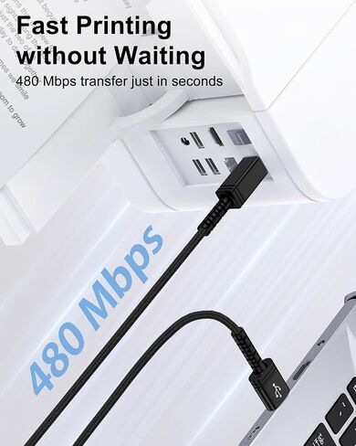 كابل طابعة USB 6 قدم ، USB 2.0 Type A Male to B Male Cable Scalner Coll for HP ، Canon ، Brother ، Dell ، Epson ، Lexmark ، Xerox to Computer/Lampy/PC ، USB 2.0 MIDI Cable للوحة المفاتيح ، البيانو الرقمي ، DAC in Kuwait