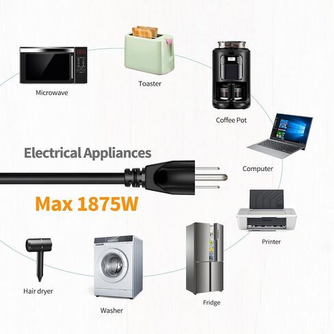 Pitvalerst 1875W سلك التمديد الثقيل 3 أقدام 14 AWG 15A أسود in Kuwait