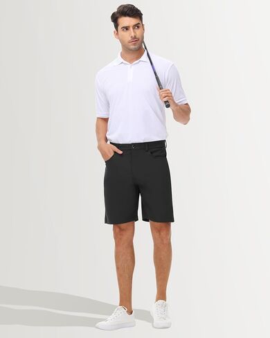 شورت الجولف رجال - رجال شورتات غير رسمية لباس صالة عمل رياضية مسطحة أمامية خفيفة الوزن جاف مع جيوب in Kuwait