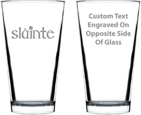 Slainte - Irish Cheers - Pint Glass for Beer - Funny St Patricks Day Party Decor or Gifts for Men & Women - 16 oz Cup in Saudi Arabia