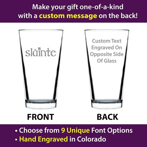 Slainte - Irish Cheers - Pint Glass for Beer - Funny St Patricks Day Party Decor or Gifts for Men & Women - 16 oz Cup in Saudi Arabia