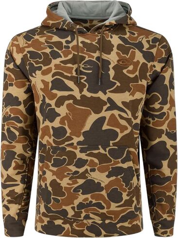 Drake Waterfowl Men's The Three End Camo Super Soft Midweight Outdoor Hunting Logo Hoodie with Kangaroo Pocket & Lined Hood in Saudi Arabia