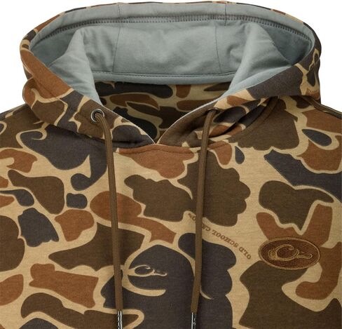 Drake Waterfowl Men's The Three End Camo Super Soft Midweight Outdoor Hunting Logo Hoodie with Kangaroo Pocket & Lined Hood in Saudi Arabia