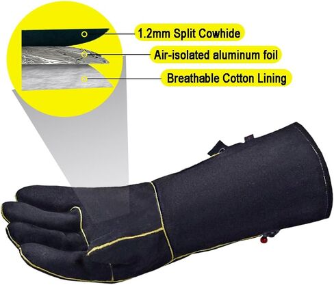 932℉ Leather Welding Gloves for Women Man, Heat Resistant Fire Long Sleeve Gloves for Tig Mig Stick BBQ Fireplace Animal Handling (Small 14inch) in Saudi Arabia