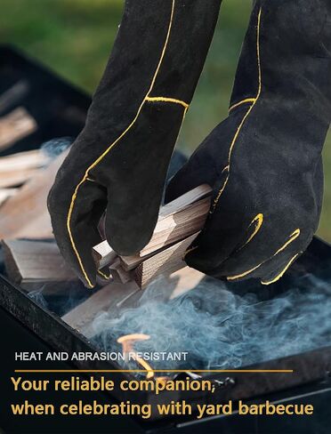 932℉ Leather Welding Gloves for Women Man, Heat Resistant Fire Long Sleeve Gloves for Tig Mig Stick BBQ Fireplace Animal Handling (Small 14inch) in Saudi Arabia
