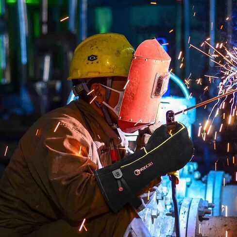 932℉ Leather Welding Gloves for Women Man, Heat Resistant Fire Long Sleeve Gloves for Tig Mig Stick BBQ Fireplace Animal Handling (Small 14inch) in Saudi Arabia