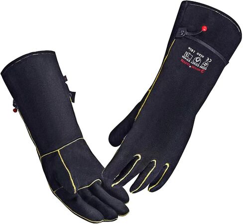932℉ Leather Welding Gloves for Women Man, Heat Resistant Fire Long Sleeve Gloves for Tig Mig Stick BBQ Fireplace Animal Handling (Small 14inch) in Saudi Arabia