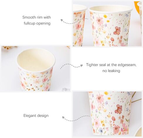 Crisky 100 Pack 5oz Paper Cups, Disposable Bathroom Cups, Elegant Design Floral Small Mouthwash Cup, Hot/Cold Beverage Coffee, Dessert Cup for Birthday Parties, Home-use, Picnics, Ceremonies in Saudi Arabia