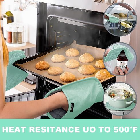 2-Pack Silicone Pot Holders for Kitchen Heat Resistant up to 500°F, Non-Slip Large Hot Pads with Pocket, Quilted Liner Trivets for Countertops Hot Pots and Pans (Gray) in Kuwait