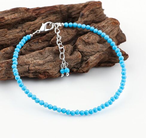 TGH Natural Lapis Lazuli Beads Bracelet Micro Faceted Gemstones Jewelry For Her, September Birthstone Energy Healing Crystals, Silver Plated Chain 8 inch in Kuwait