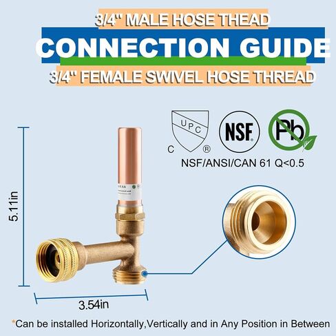 2Pcs Stainless Steel Water Hammer Arrestor, 3/4 Inch MHT x 3/4 Inch Swivel FHT Angle Tee Hammer Arrestor, Thread Connection Applicable For Garden Hose, Sprinkler, Washing Machine in Saudi Arabia