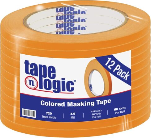 Aviditi Tape Logic 1/4 Inch x 60 Yards, General Purpose Colored Masking Tape, Black (Pack of 12) - Great for Home, Office, Arts, Crafts, DIY, Labeling and Coding in Saudi Arabia