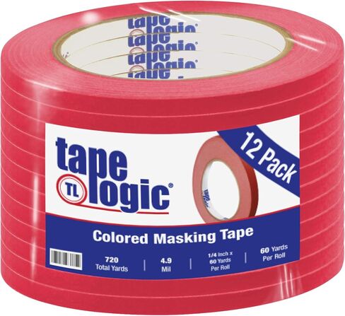 Aviditi Tape Logic 1/4 Inch x 60 Yards, General Purpose Colored Masking Tape, Black (Pack of 12) - Great for Home, Office, Arts, Crafts, DIY, Labeling and Coding in Saudi Arabia