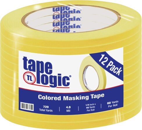 Aviditi Tape Logic 1/4 Inch x 60 Yards, General Purpose Colored Masking Tape, Black (Pack of 12) - Great for Home, Office, Arts, Crafts, DIY, Labeling and Coding in Saudi Arabia