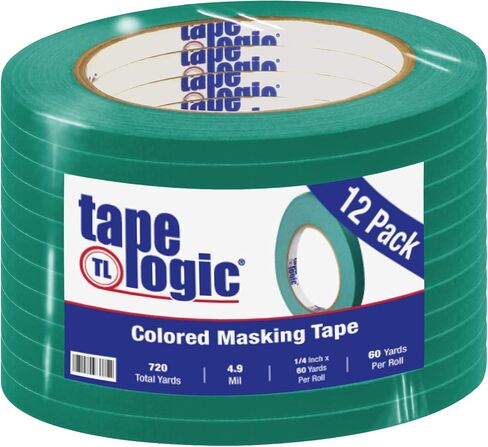 Aviditi Tape Logic 1/4 Inch x 60 Yards, General Purpose Colored Masking Tape, Black (Pack of 12) - Great for Home, Office, Arts, Crafts, DIY, Labeling and Coding in Saudi Arabia