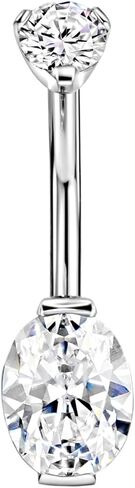 14 Gauge 316L Surgical Steel Belly Button Ring Moon Star Dangling Belly Ring Piercing Jewelry Barbells Clear Cubic Zirconia Navel Rings Silver Screw Bar 10 mm Screw on Piercing Stud Ball End 14G in Saudi Arabia
