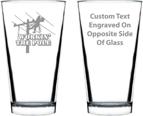 Workin' the Pole - Lineman Electrician Pint Glass - Funny Electrician Gifts for Electricians - 16 Oz Pint Glasses in Kuwait