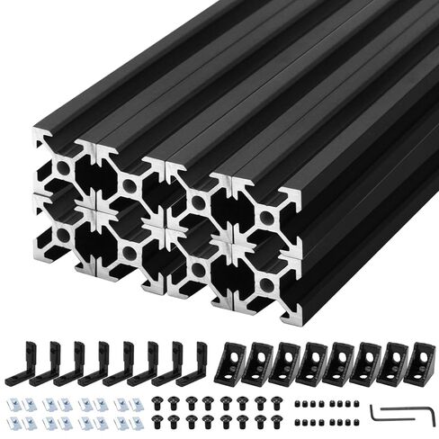 4Pack 2020 Aluminum Extrusion V-Slot 400mm Black Extruded Aluminum Profile 20x20 V-Slotted Framing European Standard Anodized Linear Rail for 3D Printer Accessories Parts in Kuwait