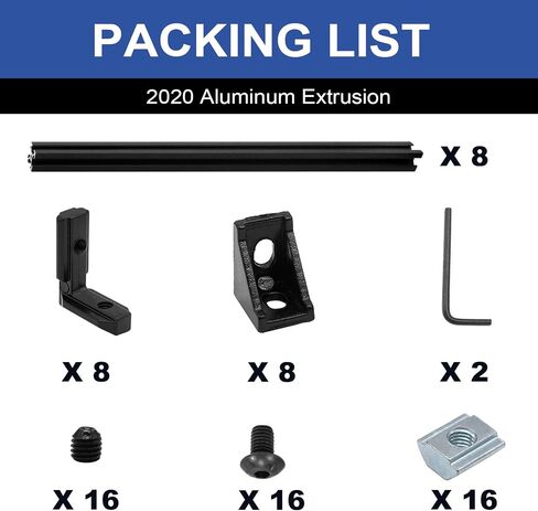 4Pack 2020 Aluminum Extrusion V-Slot 400mm Black Extruded Aluminum Profile 20x20 V-Slotted Framing European Standard Anodized Linear Rail for 3D Printer Accessories Parts in Kuwait