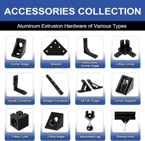 4Pack 2020 Aluminum Extrusion V-Slot 400mm Black Extruded Aluminum Profile 20x20 V-Slotted Framing European Standard Anodized Linear Rail for 3D Printer Accessories Parts in Kuwait