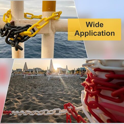 uxcell Plastic Chain Links, 1.4-Inch 25 Foot Plastic Barrier Chain Safety Chains Safety Barrier Chains for Crowd Control Queue Line Fence Gate Decoration, Yellow in Saudi Arabia