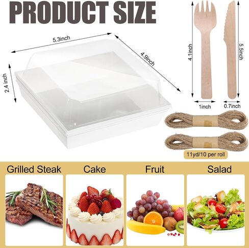 120 Pack Small Charcuterie Boxes with Clear Lids 5 Inch Paper Disposable Food Containers with Forks and Knives Bakery Boxes for Dessert Sandwich Cookie Cake Fruits Donut(White, Brown, Pink) in Saudi Arabia