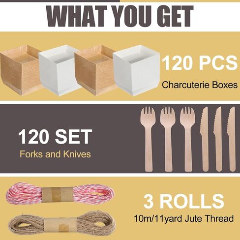 120 Pack Small Charcuterie Boxes with Clear Lids 5 Inch Paper Disposable Food Containers with Forks and Knives Bakery Boxes for Dessert Sandwich Cookie Cake Fruits Donut(White, Brown, Pink) in Saudi Arabia