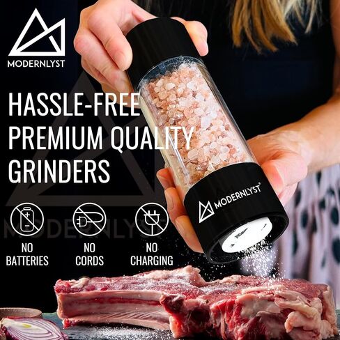 Salt and Pepper Grinder Set Manual 2 Pack | Large Round Salt and Pepper Shakers Set | 7.5 inch Stainless Steel Salt Grinder Refillable | Manual Pepper Grinder (Stainless Steel) in Saudi Arabia