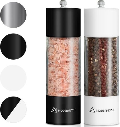 Salt and Pepper Grinder Set Manual 2 Pack | Large Round Salt and Pepper Shakers Set | 7.5 inch Stainless Steel Salt Grinder Refillable | Manual Pepper Grinder (Stainless Steel) in Saudi Arabia