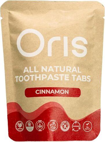 Oris Natural Toothpaste Tabs - Bite Toothpaste Tablets for Sensitive Teeth, TSA-Approved Plastic-Free & Kid-Friendly Zero Waste Travel Tabs - 62ct (Peppermint) in Saudi Arabia