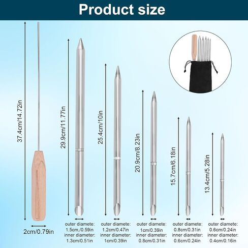 مجموعة أدوات الربط 7pcs ، 6-in-1 أدوات FED من الفولاذ المقاوم للصدأ مع دافعة وحقيبة تخزين لحبل العين المزدوج 1/4 "5/16" 3/8 "7/16" 1/2 "للتعافي السريع والربط in Saudi Arabia
