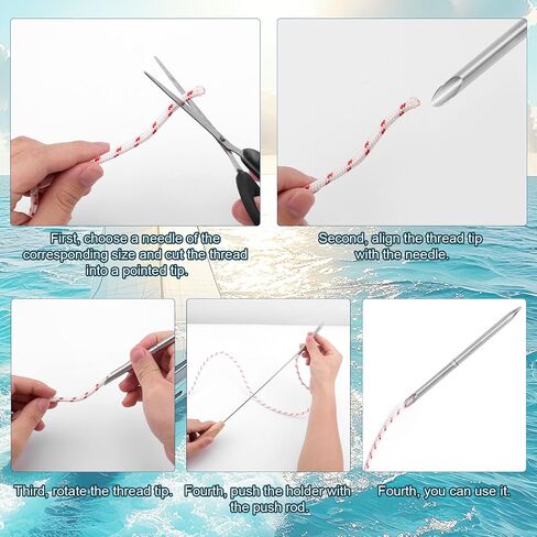 مجموعة أدوات الربط 7pcs ، 6-in-1 أدوات FED من الفولاذ المقاوم للصدأ مع دافعة وحقيبة تخزين لحبل العين المزدوج 1/4 "5/16" 3/8 "7/16" 1/2 "للتعافي السريع والربط in Saudi Arabia