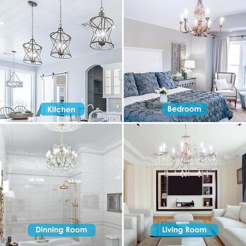 VOLIVO Dimmable E12 LED Candelabra Bulbs 60Watt Equivalent, 5000K Warm White, 500Lumens, 4.5W B11 Vintage Chandelier Light Bulbs, LED Filament Clear Glass Candle Lamp for Ceiling Fan Home, 12Pack in Saudi Arabia