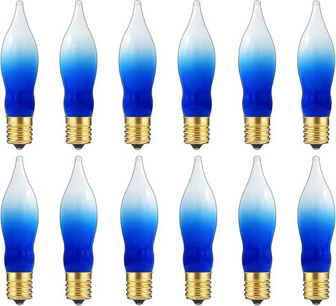 Goothy 12 Pack Christmas Flicker Flame Light Bulbs, Crystal Clear Chandelier Flickering E12 Candelabra Base Replacement Bulbs for Electric Window Candles Indoor Outdoor String Light, 1 Watt, 120 Volts in Kuwait