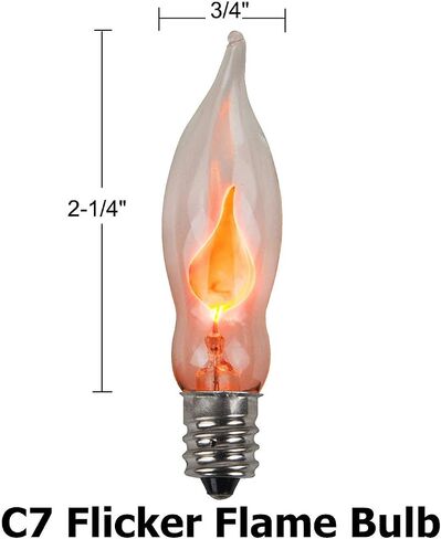Goothy 12 Pack Christmas Flicker Flame Light Bulbs, Crystal Clear Chandelier Flickering E12 Candelabra Base Replacement Bulbs for Electric Window Candles Indoor Outdoor String Light, 1 Watt, 120 Volts in Kuwait