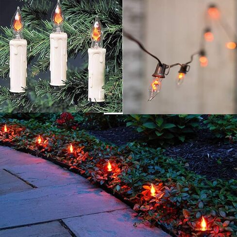 Goothy 12 Pack Christmas Flicker Flame Light Bulbs, Crystal Clear Chandelier Flickering E12 Candelabra Base Replacement Bulbs for Electric Window Candles Indoor Outdoor String Light, 1 Watt, 120 Volts in Kuwait