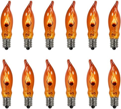 Goothy 12 Pack Christmas Flicker Flame Light Bulbs, Crystal Clear Chandelier Flickering E12 Candelabra Base Replacement Bulbs for Electric Window Candles Indoor Outdoor String Light, 1 Watt, 120 Volts in Kuwait
