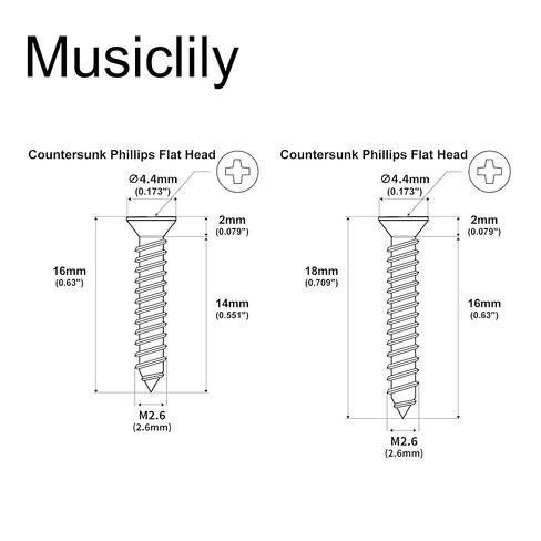 Musiclily Ultra Metric M2.6x18mm Stainless Steel Bridge Humbucker Mounting Ring Screws Phillips Flat Head Countersunk for Electric Guitar, Black (Set of 20) in Kuwait