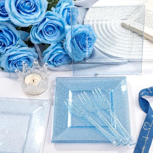 Dayammy 200pcs لوحات حلوى ذهبية بما في ذلك 100pcs مقبلات المقبلات 6 "، 100pcs الشوك البلاستيكية in Saudi Arabia