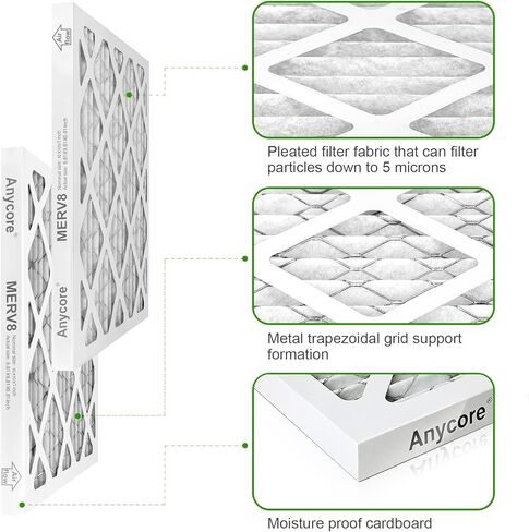 10x10x1 AC Filter MERV 8 (2 pack) MPR 600 FPR 5 HVAC مرشحات فرن مطوية للمكتب المنزلي (الحجم الفعلي: 9.81x9.81x0.81 بوصة) in Kuwait